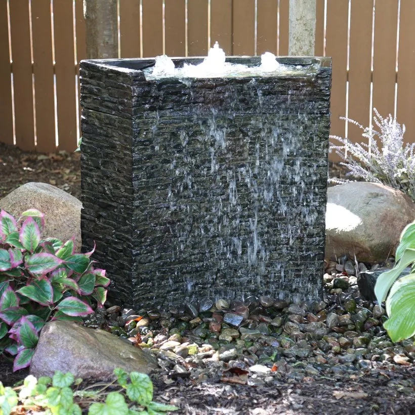 Stacked Slate Spillway Wall 32in Landscape Fountain Kit - Image 2