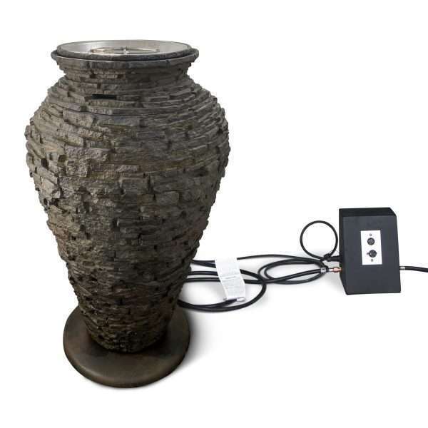 Fire and Water Stacked Slate Urn Large